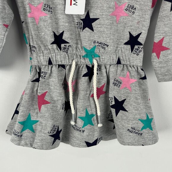 Minoti Baby Toddler Dress Size 9-12M Gray Long Sleeve Raglan 100% Cotton - Picture 3 of 7